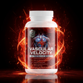 Bottle of Vascular Velocity supplement with fiery background